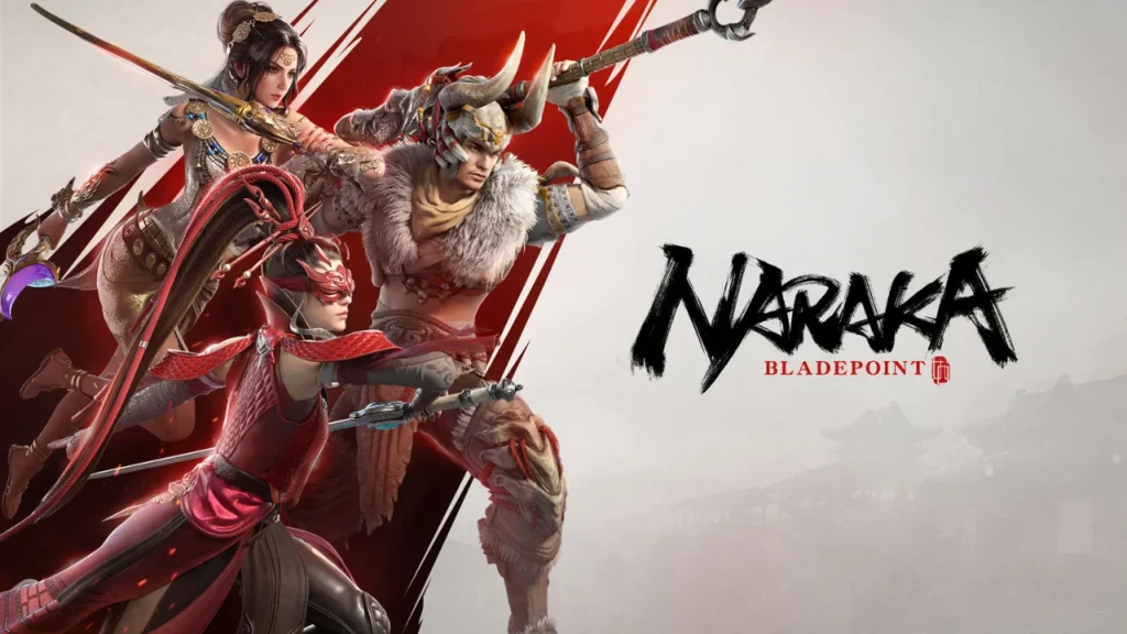 Naraka Bladepoint characters with the game logo - Is Naraka Bladepoint Crossplay
