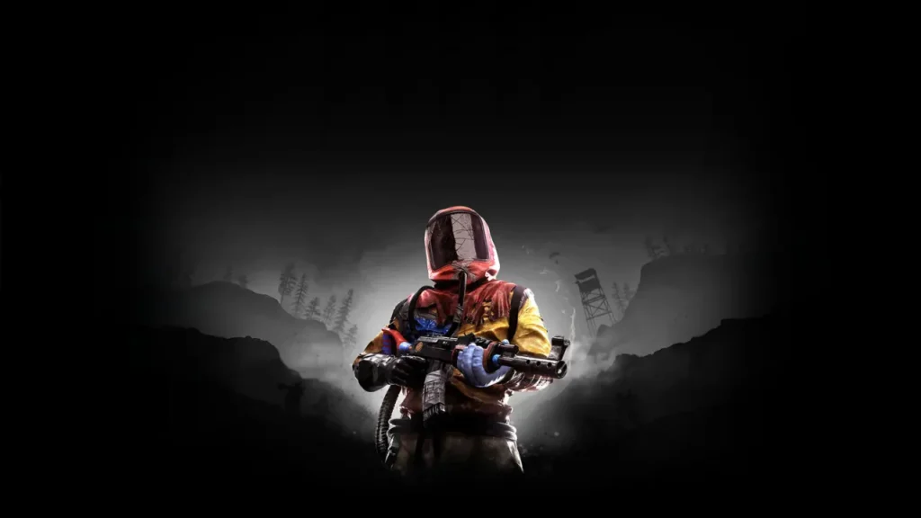 Player in Hazmat Suit Holding a Gun in a Dark, Mountainous Landscape - Is Rust Crossplay?