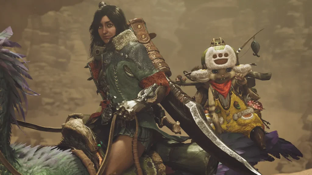 Game Characters Hunter & Palico Riding Together - Is Monster Hunter Wilds Crossplay?
