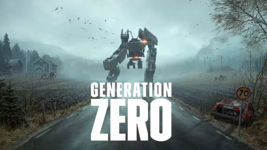 Generation Zero Banner Featuring Enemy Robot Waking on A Road - Is Generation Zero Crossplay?