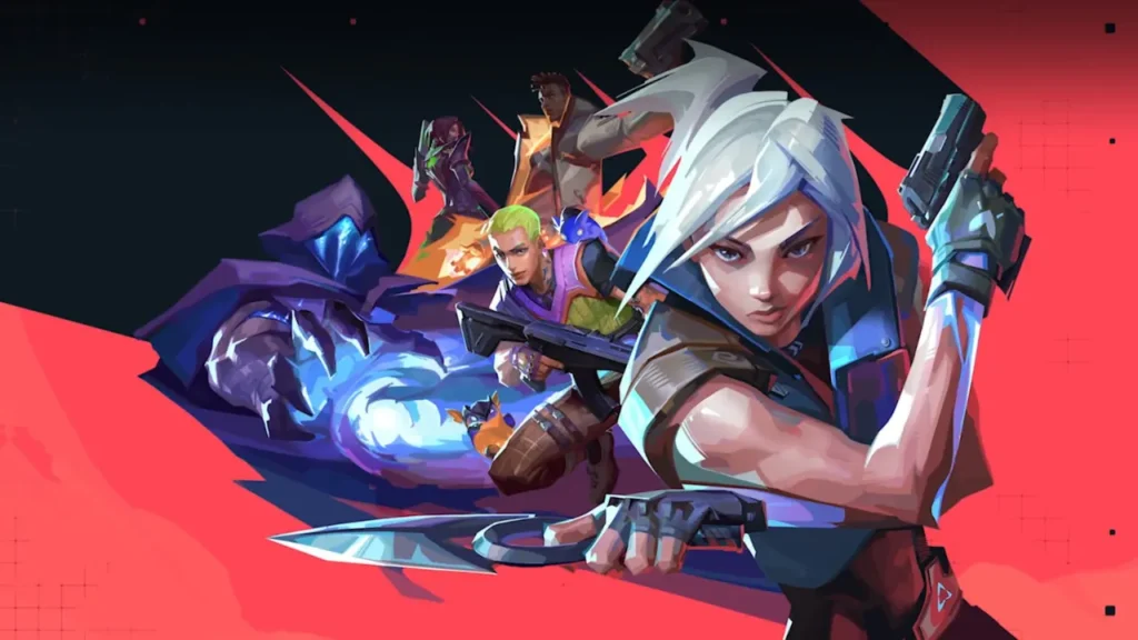 Valorant Agents Jett, Phoenix, Omen, and Cypher in Action Pose - Is Valorant Crossplay?
