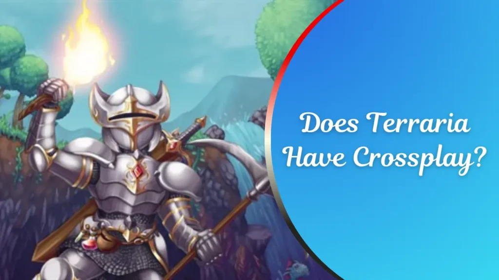 Feature Image Featuring Terraria Character in Armour and Title Text - Does Terraria Have Crossplay?