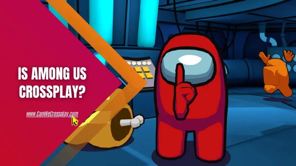 Among Game Character in Action Next To Title Text - Is Among Us Crossplay?