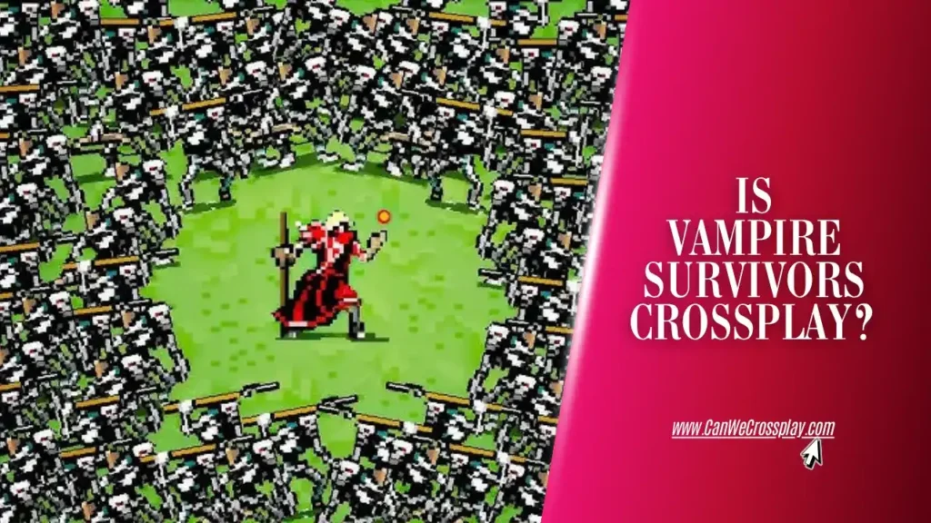 Game Screenshot With The Blog Title Text - Is Vampire Survivors Crossplay?